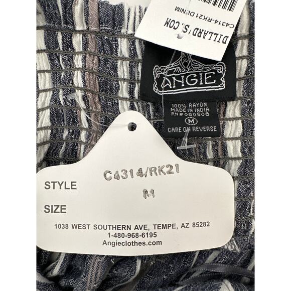 Angie Striped Tiered Sleeveless Maxi Dress Size M Boho Denim Summer Sundress - Picture 11 of 12